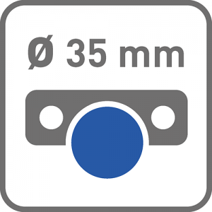 Hinge cup diameter (mm) : 35 ŠARKA "GTV" 90° SA PLOČICOM I SA EURO VIJKOM - SLEPI UGAO - Hinge cup diameter (mm) : 35